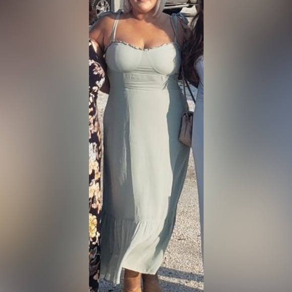 Reformation Sage Green Midi Dress Celadon - Picture 3 of 6